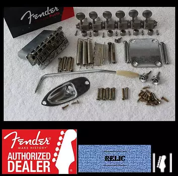 Комплект Fender Aged/Relic 2 1/16" Chrome Stratocaster с тюнерами 007-1014-049 007-1014-049 Standard Stratocaster Vintage-Style Bridge Assembly