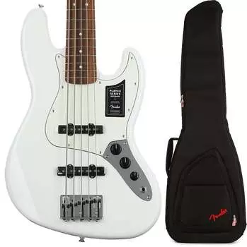 Комплект Fender Player Jazz Bass V — Polar White с накладкой на гриф Pau Ferro и сумкой для электробаса Fender FB620 — черный 0149953515=1 0991522406=1
