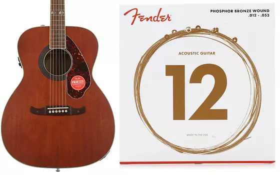 Комплект Fender Tim Armstrong Hellcat - Natural с накладкой из орехового дерева и струнами Fender 60L из фосфористой бронзы для акустической гитары - .012-.053 Light 0971752022=1 0730060403=1