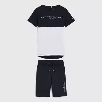 Комплект футболка и шорты Tommy Hilfiger Kids' Colorblock, белый/черный