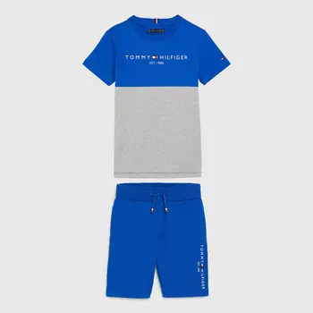 Комплект футболка и шорты Tommy Hilfiger Kids' Colorblock, серый/синий