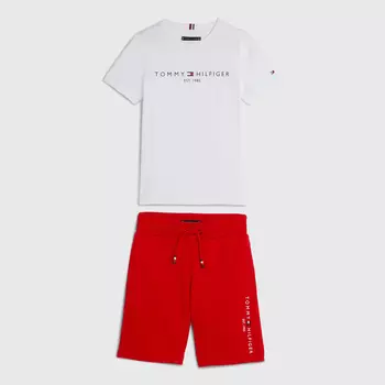 Комплект футболка и шорты Tommy Hilfiger Kids' Logo, белый/красный