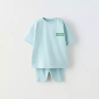 Комплект футболка + леггинсы Zara Linen, 2 предмета, голубой