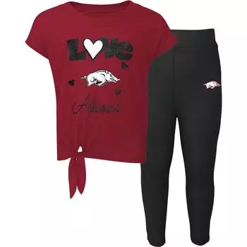 Комплект футболки и леггинсов Forever Love Team для малышей Cardinal/Black Arkansas Razorbacks Forever Love Team Outerstuff