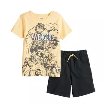 Комплект футболки и шорт с изображением Marvel Avengers для мальчиков 4–8 лет Licensed Character, цвет Sunburst