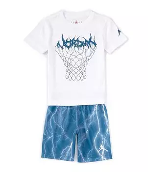 Комплект футболки и шорт с короткими рукавами JDB MU Sport AOP для мальчиков Jordan Little Boys 4–7, белый