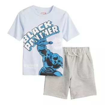 Комплект футболки и шорт с рисунком Black Panther для мальчиков 4–8 лет Licensed Character, цвет Arctic Ice Gray