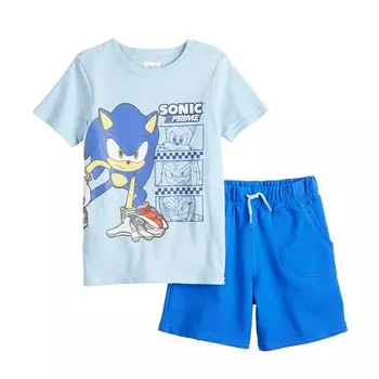 Комплект футболки и шорт Sonic The Hedgehog для мальчиков 4–8 лет Licensed Character, цвет Light Blue