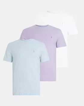 Комплект футболок Brace из матового хлопка, 3 шт AllSaints, синий/сиреневый/опт белый