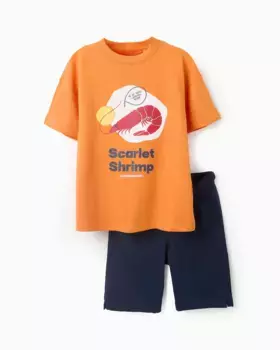 Комплект футболок для мальчиков с узором спереди и шорты-бермуды Zippy, оранжевый