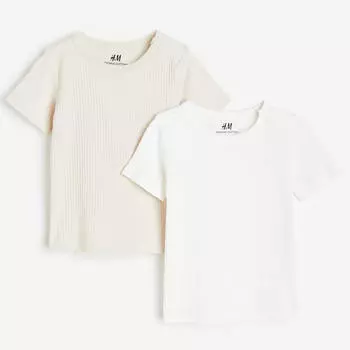 Комплект футболок H&amp;M Ribbed, 2 предмета, белый