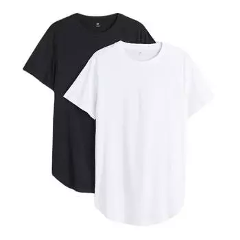Комплект футболок H&amp;M Slim Fit, 2 предмета, белый/черный