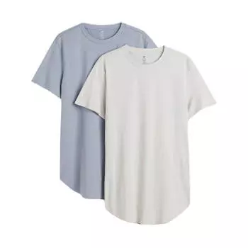 Комплект футболок H&amp;M Slim Fit, 2 предмета, синий/светло-бежевый
