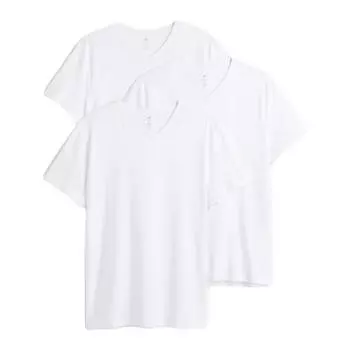 Комплект футболок H&M Slim Fit V-neck, 3 предмета, белый