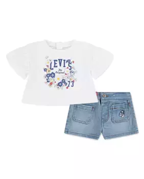 Комплект футболок и шорт Levi's Flutter Baby Girl (2 шт.), белый