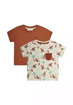 Комплект футболок REGULAR FIT JoJo Maman Bb, 2 предмета, бежевый/коричневый