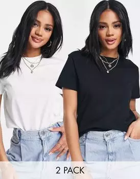 Комплект футболок с круглым вырезом ASOS Ultimate из смесового хлопка, 2 пары, черно-белый - MULTI
