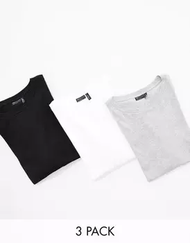 Комплект футболок с круглым вырезом из смесового хлопка ASOS DESIGN Curve Ultimate, 3 пары SAVE — MULTI
