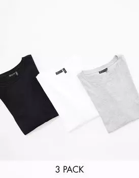Комплект футболок с круглым вырезом с круглым вырезом ASOS DESIGN Curve Ultimate из смесового хлопка, 3 пары SAVE - MULTI