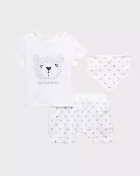 Комплект футболок с рисунком Тедди 4G для мальчика, размер 1–18 м Givenchy, цвет White