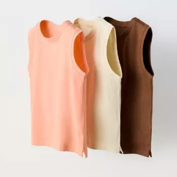 Комплект футболок Zara, 3 предмета, оранжевый