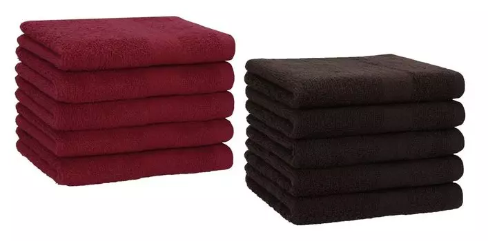 Комплект гостевых полотенец Betz 10 шт. 30х50 см ПРЕМИУМ 100% хлопок Цвет: темно-красный и темно-синий Betzshop