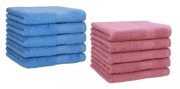 Комплект гостевых полотенец Betz 10 шт. 30х50 см ПРЕМИУМ 100% хлопок Цвет: голубой и темно-коричневый Betzshop, синий