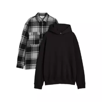 Комплект H&amp;M 2-piece Cotton Set, 2 предмета, серый/черный