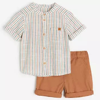 Комплект H&amp;M Cotton, 2 предмета, коричневый/полосатый