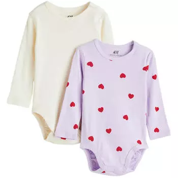 Комплект H&amp;M Cotton, 2 предмета, светло-фиолетовый/белый