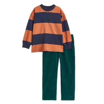 Комплект H&amp;M Cotton Shirt and Pants Set, 2 предмета, темно-зеленый/мультиколор