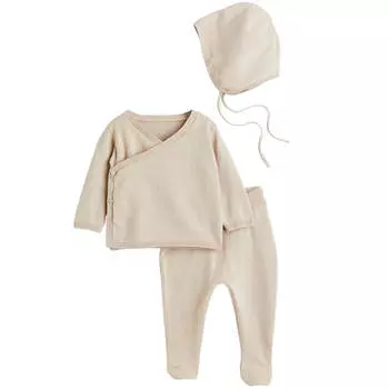 Комплект H&amp;M Knit Cotton, 3 предмета, светло-бежевый