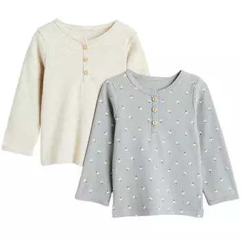 Комплект H&M Long-sleeved, 2 предмета, светло-серый/светло-бежевый