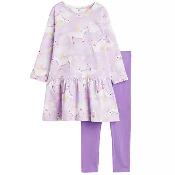 Комплект H&amp;M Printed Cotton Jersey, 2 предмета, светло-фиолетовый