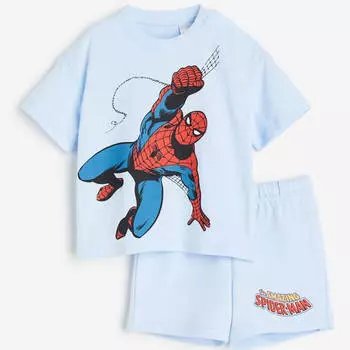 Комплект H&M Printed Spider Man, 2 предмета, голубой