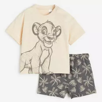Комплект H&amp;M Printed The Lion King, 2 предмета, светло-бежевый/темно-серый