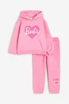 Комплект H&M Kids Printed Barbie, 2 предмета, розовый