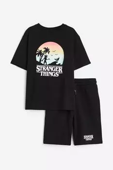Комплект H&M Stranger Things Printed, 2 предмета, черный