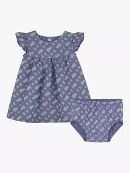 Комплект хлопчатобумажных платьев и шаровар с логотипом baby HUGO BOSS, синий