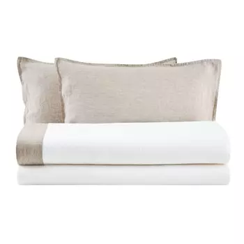 Комплект хлопкового белья StoneWash с льняными рюшами - Sierra Lisola, белый