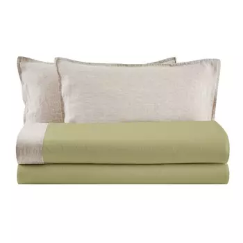 Комплект хлопкового белья StoneWash с льняными рюшами - Sierra Lisola, шалфей