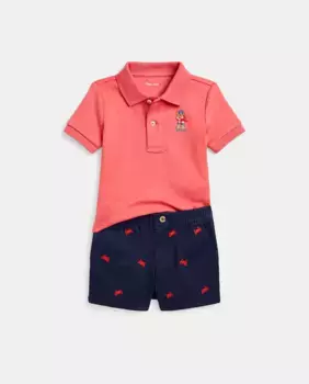 Комплект хлопкового поло и бермудских шорт для мальчика Polo Ralph Lauren, многоцветный
