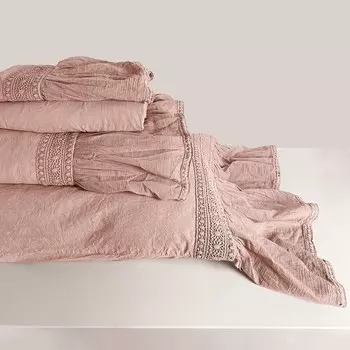 Комплект хлопкового постельного белья без глажки с эффектом потертости - Camille Lisola, камея