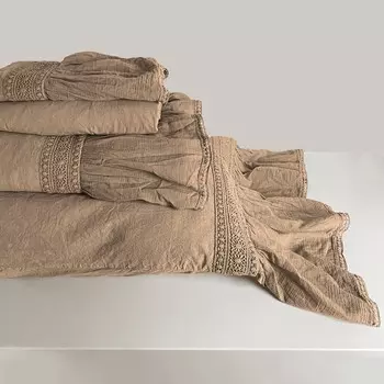 Комплект хлопкового постельного белья без глажки с эффектом потертости - Camille Lisola, верблюд