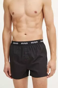 Комплект хлопковых боксеров HUGO, 3 шт, черный