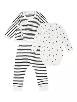 Комплект хлопковых брюк в полоску Petit Bateau, черный