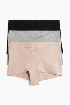 Комплект хлопковых коротких трусов Mama (3 шт ) H&M, серый