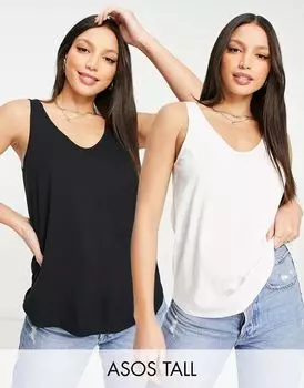 Комплект хлопковых маек с круглым вырезом ASOS DESIGN Tall Ultimate, цвет MULTI