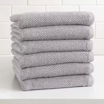 Комплект хлопковых полотенец для рук Great Bay Home с акацией и попкорном, 6 шт., светло-серый