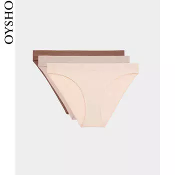 Комплект хлопковых трусов Oysho со средней талией и логотипом, 3 пары